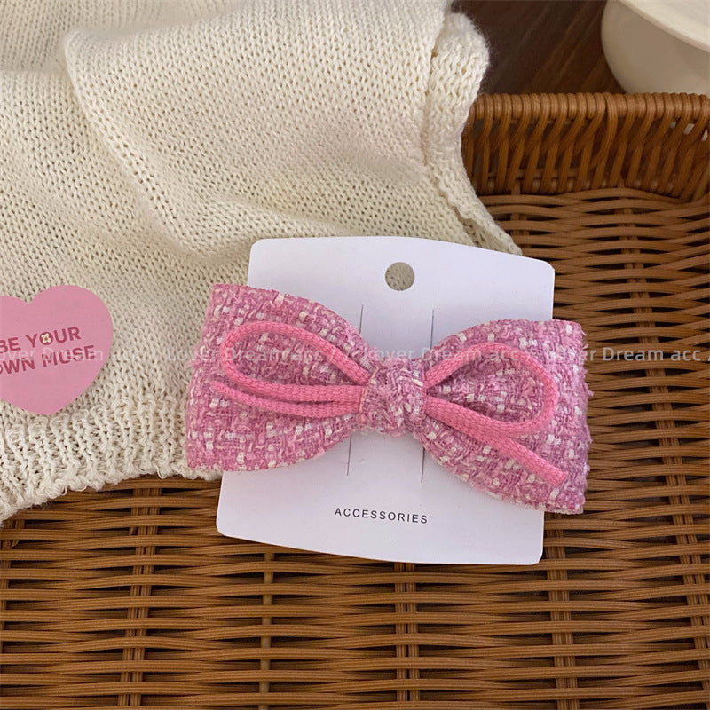 Wholesale Love Rhinestone Pink Bow Duckbill Hair Clip